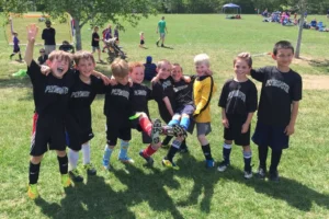 Archival photo of PYSA early 2000s developmental boys team at jamboree