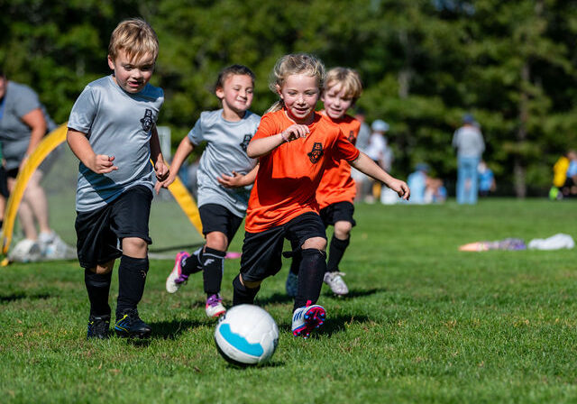 Pre-K/K soccer action